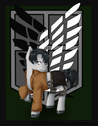 Size: 430x550 | Tagged: safe, artist:fancyhatching, pony, attack on titan, crossover, levi ackerman, ponified, rivaille
