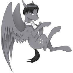 Size: 1284x1276 | Tagged: safe, artist:shingeki-no-pony, pony, attack on titan, crossover, levi ackerman, ponified, simple background, solo, white background