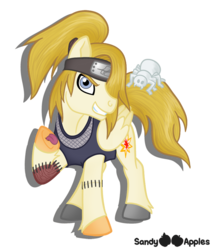 Size: 764x900 | Tagged: safe, artist:sandy--apples, pony, crossover, deidara, naruto, ponified, solo