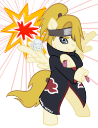 Size: 767x1000 | Tagged: safe, artist:sandy--apples, pony, crossover, deidara, naruto, ponified, solo