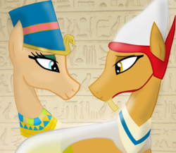 Size: 3488x3028 | Tagged: safe, artist:mr100dragon100, oc, oc:ahmose, oc:amisi, pony, egyptian, egyptian pony, high res, pharaoh, queen, story in the source