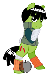 Size: 633x886 | Tagged: safe, artist:sandy--apples, pony, crossover, naruto, ponified, rock lee, simple background, transparent background