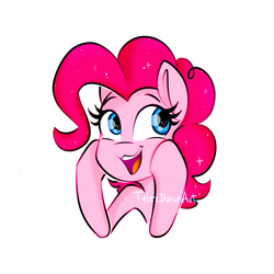 Size: 1000x1000 | Tagged: safe, artist:tylerdashart, pinkie pie, earth pony, pony, g4, :3, bust, cute, diapinkes, female, mare, open mouth, portrait, simple background, smiling, solo, white background