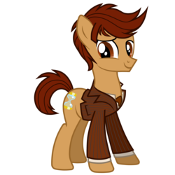 Size: 3000x3000 | Tagged: safe, artist:theodoresfan, doctor whooves, time turner, earth pony, pony, g4, blazer, clothes, crossover, doctor who, high res, male, necktie, ponified, shirt, simple background, solo, tenth doctor, the doctor, transparent background