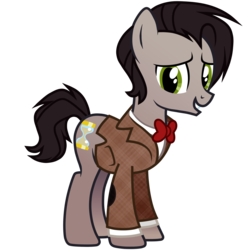 Size: 3000x3000 | Tagged: safe, artist:theodoresfan, doctor whooves, time turner, earth pony, pony, g4, blazer, bowtie, clothes, crossover, doctor who, eleventh doctor, high res, male, ponified, shirt, simple background, solo, the doctor, transparent background, tweed