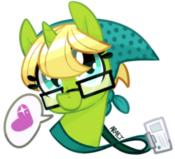 Size: 850x775 | Tagged: safe, artist:vampireselene13, bittersweet (g4), pony, unicorn, g4, bust, clothes, cute, female, glasses, headscarf, heart, mare, pictogram, portrait, scarf, simple background, solo, speech bubble, transparent background