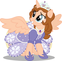Size: 664x650 | Tagged: safe, artist:raini-bases, artist:seahawk270, alicorn, pony, amulet, base used, clothes, crossover, crown, cute, dress, jewelry, necklace, ponified, princess sofia, regalia, request, shoes, simple background, sofia the first, transparent background