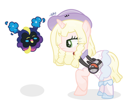 Size: 2873x2313 | Tagged: safe, artist:chaostrical, artist:fluffy-poyos, cosmog, pony, base used, crossover, high res, lillie, nebby, pokémon, pokémon sun and moon, ponified, simple background, white background