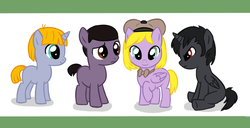 Size: 1312x674 | Tagged: safe, artist:fire-girl872, pony, bradley biggle, crossover, damien thorn, male, pip pirrip, ponified, south park, token black