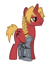 Size: 2550x3300 | Tagged: safe, artist:lemonninja, pony, crossover, edward elric, fullmetal alchemist, high res, ponified, simple background, solo, white background
