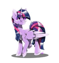 Size: 1700x1800 | Tagged: safe, artist:55xxglai-s-z-s-exx55, twilight sparkle, alicorn, pony, g4, female, mare, simple background, solo, twilight sparkle (alicorn), two toned wings, white background, wings