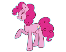 Size: 900x720 | Tagged: safe, artist:kiramera, pinkie pie, earth pony, pony, g4, eyes closed, female, raised hoof, simple background, smiling, solo, transparent background