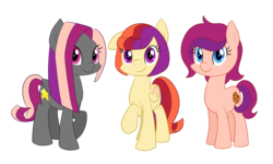 Size: 1830x1100 | Tagged: safe, artist:llamacheesecake, oc, oc only, oc:comet star, oc:paradise wings, oc:walnut showers, earth pony, pegasus, pony, female, mare, simple background, transparent background