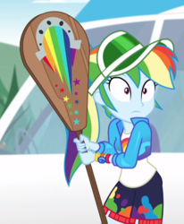 Size: 541x657 | Tagged: safe, screencap, rainbow dash, equestria girls, equestria girls specials, g4, my little pony equestria girls: better together, my little pony equestria girls: sunset's backstage pass, cropped, cute, dashabetes, female, paddle, rainbow dash's paddle, solo, sun visor, visor