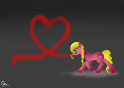 Size: 800x565 | Tagged: safe, artist:moon-wing, oc, oc only, earth pony, pony, braid, female, heart, mare, mouth hold, paintbrush, solo