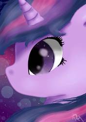 Size: 753x1062 | Tagged: safe, artist:moon-wing, twilight sparkle, pony, g4, bokeh, bust, female, portrait, solo