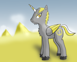 Size: 5295x4274 | Tagged: safe, artist:790113822, oc, oc only, oc:golden halo, alicorn, pony, alicorn oc, male, solo, stallion