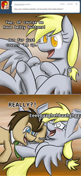 Size: 600x1302 | Tagged: safe, artist:doctor-whooves-with-a-fez, derpy hooves, doctor whooves, time turner, earth pony, pony, lovestruck derpy, g4, ask, tickling, tumblr