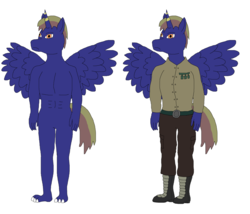Size: 2600x2223 | Tagged: safe, artist:byzance123, oc, oc:hiawatha, pony, anthro, boots, clothes, design, high res, male, military, pants, shoes