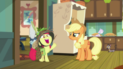 Size: 1920x1080 | Tagged: safe, screencap, apple bloom, applejack, cat, g4, going to seed