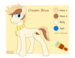 Size: 3000x2300 | Tagged: safe, artist:dash wang, oc, oc only, oc:cream brun, pony, unicorn, clothes, high res, male, reference sheet, scarf, solo, stallion, telescope