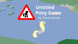 Size: 3840x2160 | Tagged: safe, artist:sheeppony, derpy hooves, pony, g4, crossover, female, high res, mare, parody, pond, swimming, untitled goose game