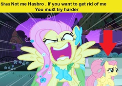 Size: 1190x843 | Tagged: safe, edit, edited screencap, screencap, fluttershy, pony, g4, the best night ever, the last problem, angry, flutterrage, mouthpiece, older, older fluttershy