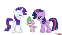 Size: 2500x1406 | Tagged: safe, artist:eugenebrony, rarity, spike, twilight sparkle, pony, unicorn, g4, the cutie pox, eyes closed, frown, heart eyes, rarity hair, simple background, transparent background, trio, unicorn twilight, wingding eyes