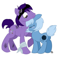 Size: 1489x1530 | Tagged: safe, artist:shellsweet, oc, oc:alice, earth pony, pony, butt, crossover, donatello, duo, female, male, mare, plot, ponified, simple background, stallion, teenage mutant ninja turtles, transparent background