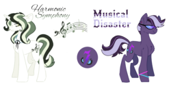 Size: 1280x664 | Tagged: safe, artist:piidorenko, oc, oc only, oc:harmonic symphony, oc:musical disaster, earth pony, pony, unicorn, female, magical lesbian spawn, mare, offspring, parent:octavia melody, parent:vinyl scratch, parents:scratchtavia, siblings, simple background, sisters, sunglasses, white background