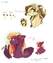 Size: 1328x1570 | Tagged: safe, artist:piidorenko, oc, oc only, oc:buttercup, oc:sunny, earth pony, pegasus, pony, bust, chest fluff, color palette, female, freckles, male, mare, next generation, offspring, parent:oc:aerostorm, parent:oc:lucky horseshoe, parent:oc:pansy everfree, parent:oc:peachy keen, parents:oc x oc, redesign, simple background, stallion, straw in mouth, unshorn fetlocks, white background