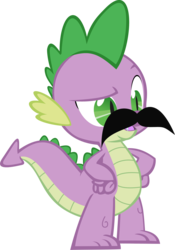 Size: 2198x3141 | Tagged: safe, artist:knight725, spike, dragon, boast busters, g4, facial hair, high res, male, moustache, simple background, solo, transparent background, vector, vector trace