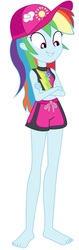 Size: 275x871 | Tagged: safe, artist:marcorulezzz, edit, editor:thomasfan45, rainbow dash, equestria girls, g4, my little pony equestria girls: better together, barefoot, clothes, cute, feet, female, geode of super speed, hat, magical geodes, smiling, solo, sun hat, swimsuit, vector