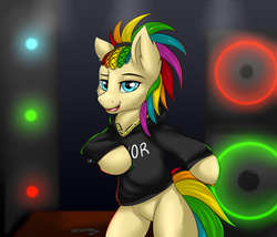 Size: 3500x3000 | Tagged: safe, artist:snowstormbat, oc, oc only, oc:life saver, pony, clothes, high res, looking at you, male, microphone, smiling, solo
