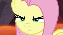 Size: 1920x1080 | Tagged: safe, edit, edited screencap, screencap, fluttershy, pony, g4, sweet and smoky, :3, >:3, female, solo