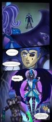 Size: 1516x3525 | Tagged: safe, artist:symptom99, flash sentry, nightmare rarity, rarity, comic:a battle to save a possessed soul, equestria girls, g4, arm cannon, armor, aura, blade, comic, commission, crystal guard armor, crystal guardian, dark magic, dark samus, dialogue, energy weapon, equestria girls-ified, evil smile, evil smirk, eyes closed, female, floating, flying, geode of shielding, grass, grass field, grin, heterochromia, imminent battle, imminent fight, lighting, looking at each other, looking down, looking up, magic, magical geodes, male, metroid, nightmarified, phazon, possessed, shocked expression, shoes, sinister smile, smiling, smirk, speech bubble, talking, too late, transformation, weapon, wings