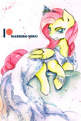 Size: 2314x3437 | Tagged: safe, artist:mashiromiku, fluttershy, anthro, g4, high res, patreon, patreon logo, traditional art, watercolor painting