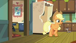 Size: 1280x720 | Tagged: safe, screencap, applejack, cat, g4, going to seed, my little pony: friendship is magic