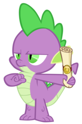 Size: 2246x3397 | Tagged: safe, artist:m99moron, spike, dragon, g4, the return of harmony, .psd available, hand on chest, high res, male, scroll, simple background, solo, transparent background, vector