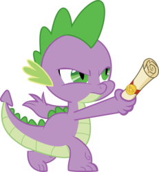 Size: 3872x4188 | Tagged: safe, artist:jineb, spike, dragon, g4, male, scroll, simple background, solo, transparent background