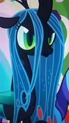 Size: 2560x1440 | Tagged: safe, screencap, queen chrysalis, changeling, a canterlot wedding, g4, cropped, picture of a screen, solo focus