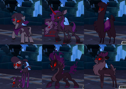 Size: 1143x816 | Tagged: safe, screencap, arizona (tfh), oleander (tfh), paprika (tfh), pom (tfh), tianhuo (tfh), velvet (tfh), alpaca, cow, deer, dragon, hybrid, longma, reindeer, sheep, them's fightin' herds, community related, evil counterpart, fightin' six, red eyes, salt mine