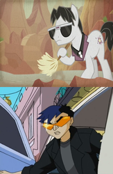 Size: 540x830 | Tagged: safe, screencap, withers, earth pony, pony, daring doubt, g4, chow, duster, henchmen, jackie chan adventures, male, necktie, stallion, sunglasses
