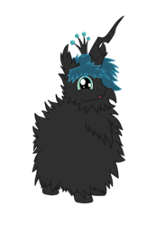 Size: 1101x1501 | Tagged: safe, artist:ardonsword, queen chrysalis, oc, oc:fluffle puff, pony, g4, :3, fluffy, fluffy changeling, fusion, simple background, solo, tongue out, transparent background