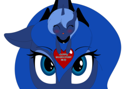 Size: 7020x5100 | Tagged: safe, artist:ardonsword, princess luna, alicorn, pony, g4, chibi, cute, duality, female, floppy ears, happy valentines day, heart, holiday, mare, self ponidox, simple background, transparent background, valentine's day