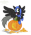 Size: 840x952 | Tagged: safe, artist:bigrodeo, nightmare moon, oc, oc:quantum flash, alicorn, pony, g4, clothes, costume, female, halloween, holiday, jack-o-lantern, pumpkin, solo