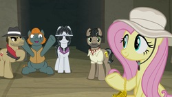 Size: 1920x1080 | Tagged: safe, screencap, biff, doctor caballeron, fluttershy, rogue (g4), withers, earth pony, pegasus, pony, daring doubt, g4, female, hat, henchmen, male, mare, stallion, truth talisman