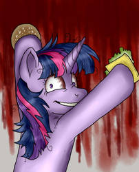 Size: 729x903 | Tagged: safe, artist:not-ordinary-pony, derpibooru exclusive, twilight sparkle, pony, g4, female, food, ketchup, misleading thumbnail, not blood, not what it looks like, sauce, solo, twilight snapple