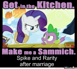 Size: 671x600 | Tagged: safe, edit, edited screencap, screencap, rarity, spike, dragon, pony, unicorn, g4, winter wrap up, angry, demanding, domestic abuse, female, male, mare, marriage, pointing, ship:sparity, shipping, straight