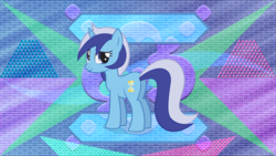 Size: 3840x2160 | Tagged: safe, artist:juniberries, artist:laszlvfx, edit, minuette, pony, unicorn, g4, female, high res, looking at you, looking back, looking back at you, mare, solo, wallpaper, wallpaper edit